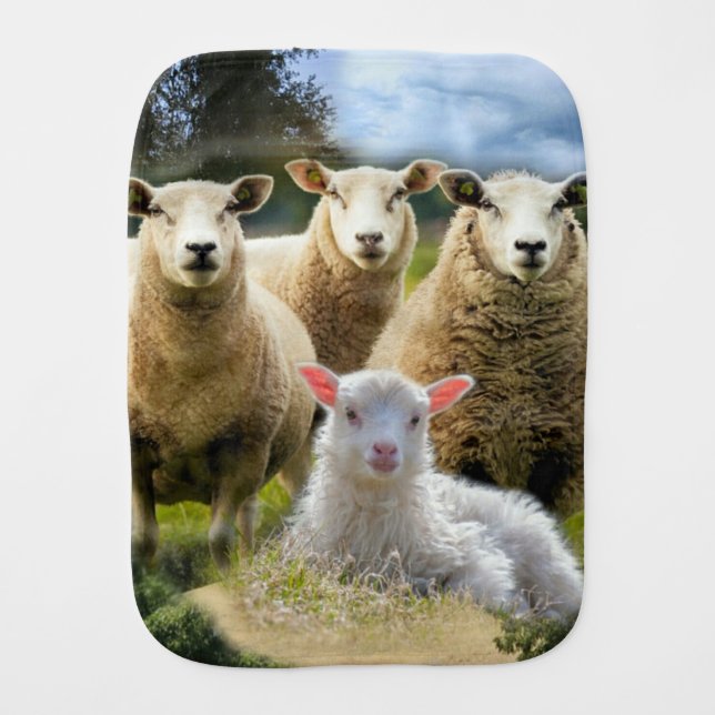 Baby Lamb Sheep Herd Flock Burp Cloth (Front)