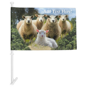 Baby Lamb Sheep Herd Flock Car Flag