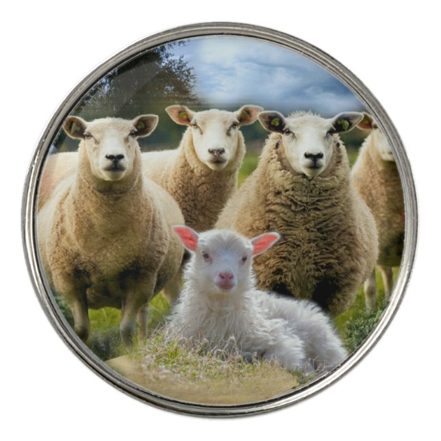 Baby Lamb Sheep Herd Flock Golf Ball Marker (Front)