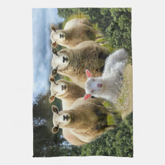 Baby Lamb Sheep Herd Flock Kitchen Towel (Vertical)