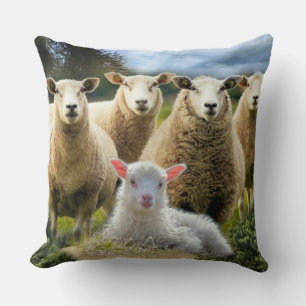 Baby Lamb Sheep Herd Flock Throw Pillow