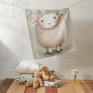 Baby Lamb Sheep Watercolors Boho Blanket