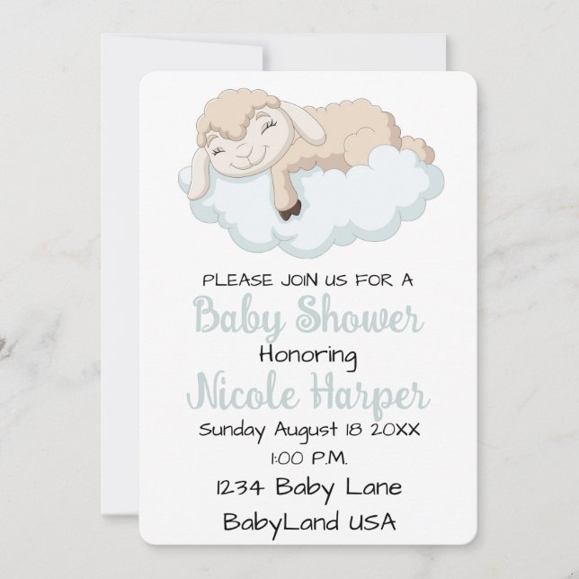 Baby Lamb Sleeping on a Cloud Holiday Card (Front)