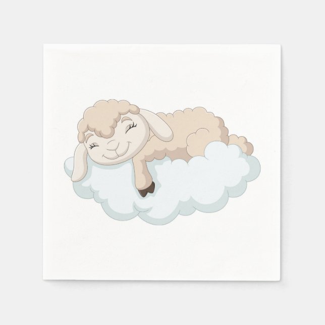 Baby Lamb Sleeping on a Cloud Napkins (Front)