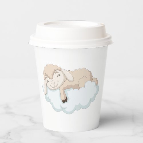 Baby Lamb Sleeping on a Cloud Paper Cups