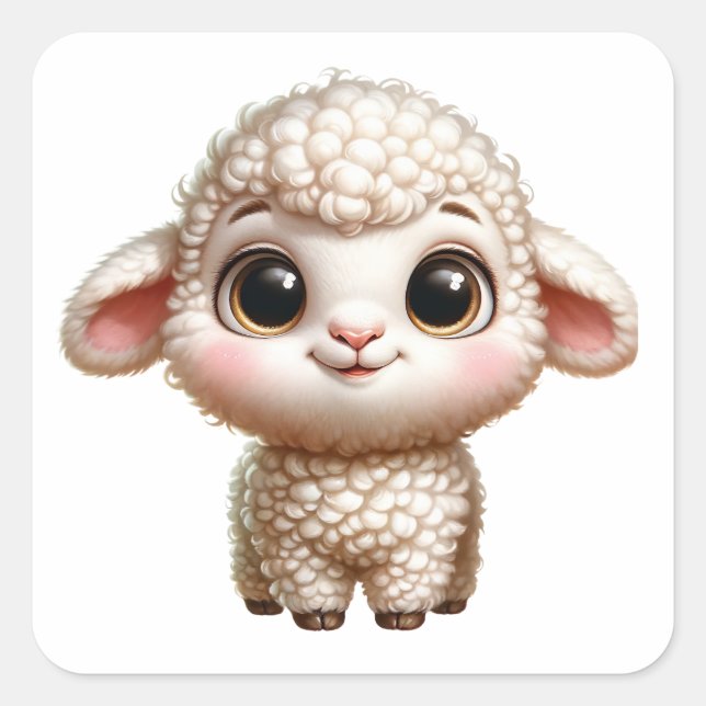 Baby Lamb Square Sticker (Front)