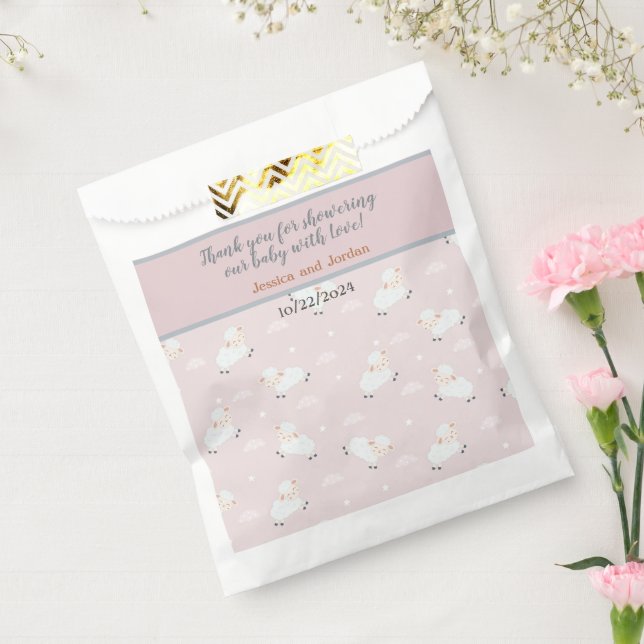 Baby Lambs - It's Baby Girl's Shower  Favor Bag (Sealed)