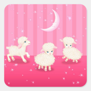 Baby Lambs Square Sticker