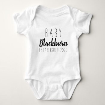 Baby Last Name Established Year Baby Bodysuit by AllisonLeAnnDesign at Zazzle