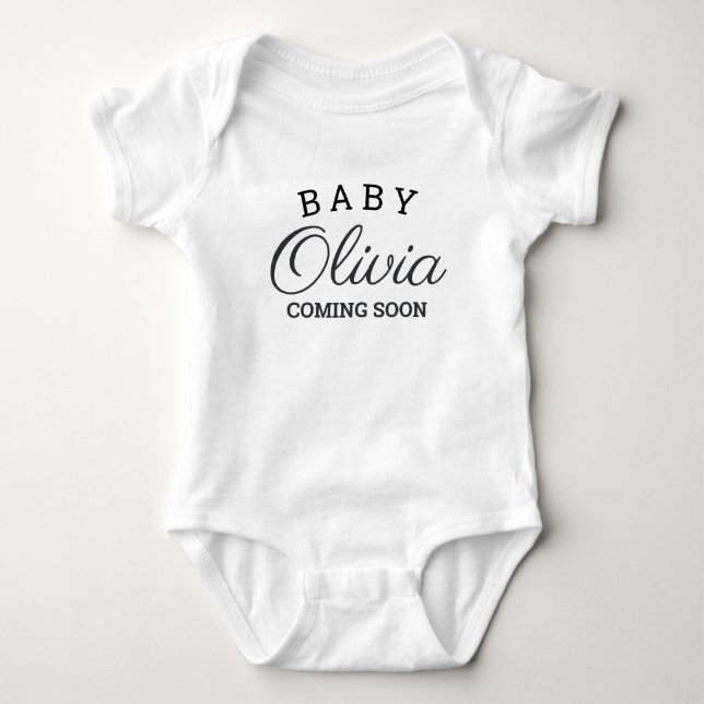 Baby Last Name Pregnancy Announcement Baby Bodysuit (Front)