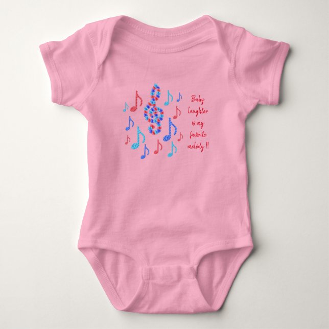 Baby laughter is my favorite melody - music notes  baby bodysuit (Front)