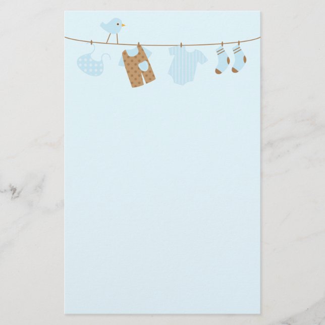 Baby Laundry (blue) Stationery (Front)