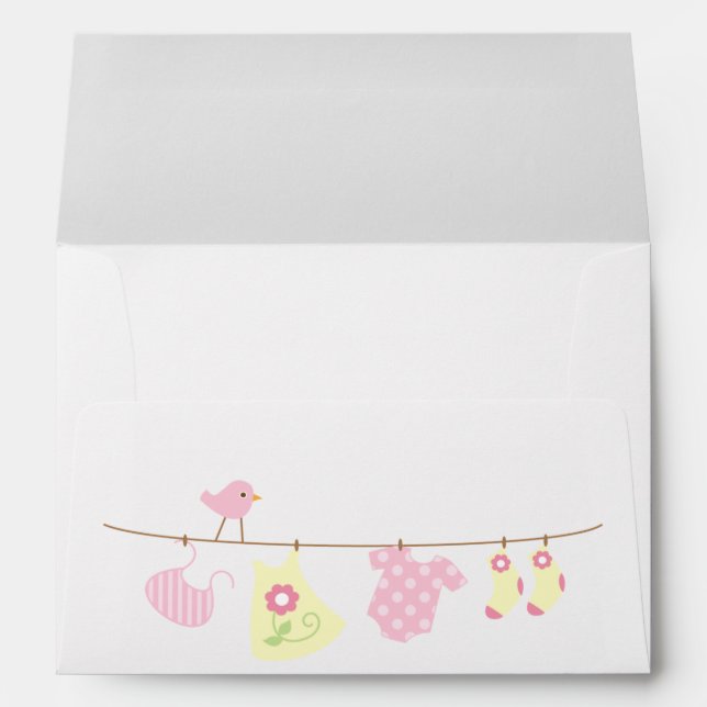 Baby Laundry Girl Baby Shower Envelope (Back (Bottom))