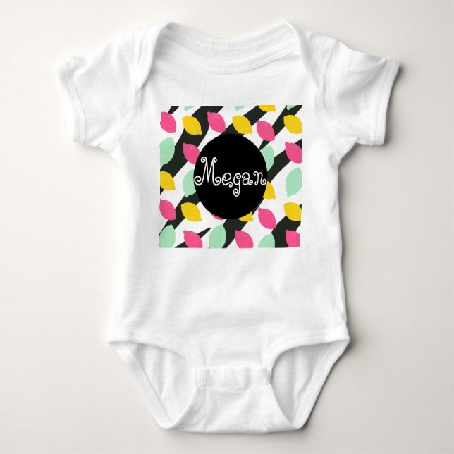 Baby Lemon Mix Stripes Summer Bodysuit (Front)
