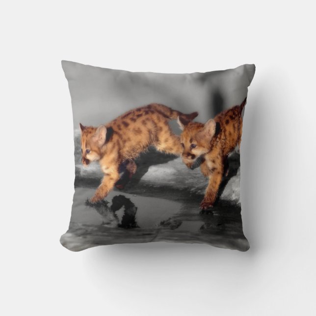 Baby Leopards Throw Pillow (Front)