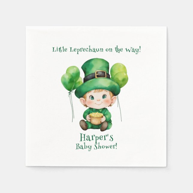 baby leprechaun baby shower napkins (Front)