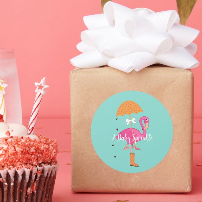 BABY Let's Flamingle Sprinkle Shower Party Classic Round Sticker (Party)
