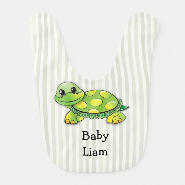 Baby Liam, Cute Turtle Big, Personalize It! Bib (Front)