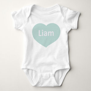 Baby Liam White blue-green Heart Baby Bodysuit