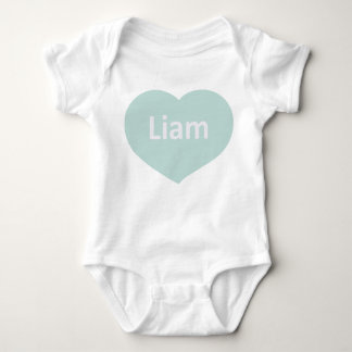 Baby Liam White blue-green Heart Baby Bodysuit