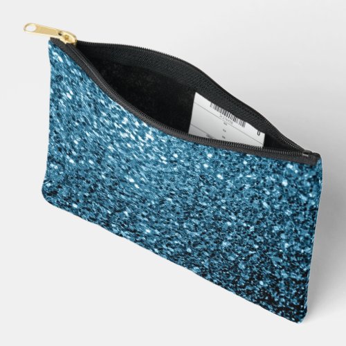 Baby light blue faux glitter sparkles accessory pouch