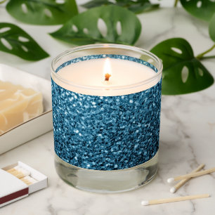 Baby light blue faux glitter sparkles bling scented candle