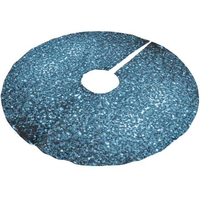 Baby light blue faux glitter sparkles brushed polyester tree skirt (Angled)