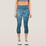 Baby light blue faux glitter sparkles capri leggings<br><div class="desc">Personalize faux sparkly capri leggings fashionable apparel for her. 
Beautiful girly glamorous light blue shiny glitters sparkles. Photo of baby blue sparkles not actual glitter!</div>