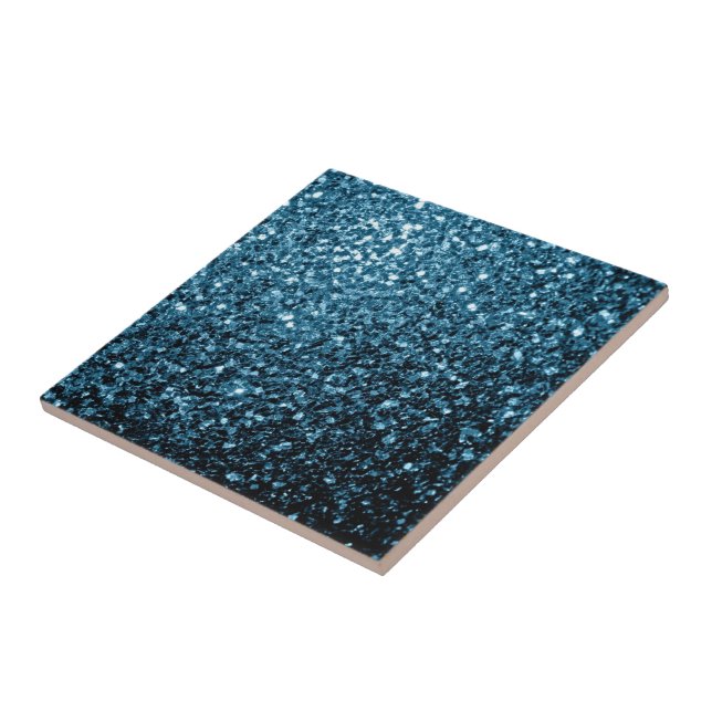 Baby light blue faux glitter sparkles ceramic tile (Side)