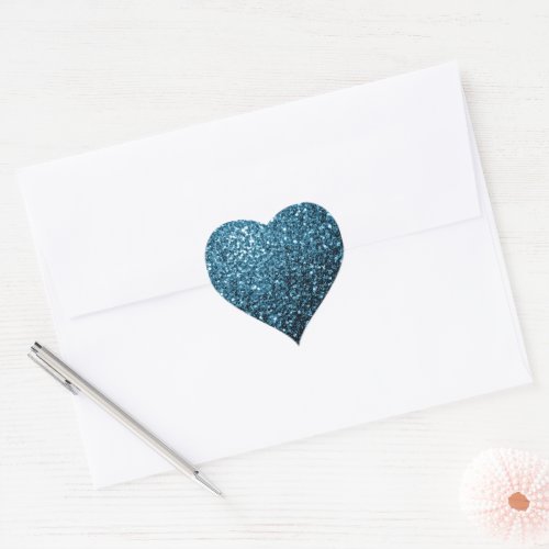 Baby light blue faux glitter sparkles heart sticker