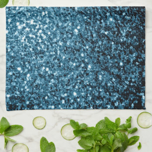 Baby light blue faux glitter sparkles kitchen towel