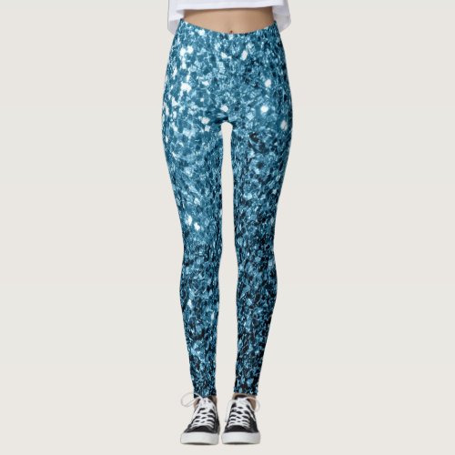 Baby light blue faux glitter sparkles leggings