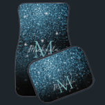 Baby light blue faux glitter sparkles Monogram Car Floor Mat<br><div class="desc">Personalize sparkly girly glam car decor for her with your initial and name. 
Beautiful Baby blue glitter sparkles. Beautiful girly glamorous light blue shiny glitters sparkles with black ombre. We use photo of baby blue sparkles glitter!</div>