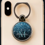Baby light blue faux glitter sparkles Monogram Phone Ring Stand<br><div class="desc">Personalize faux sparkly glam bling trendy girly phone ring with your initial and name. 
Beautiful Baby blue glitter sparkles. Beautiful girly glamorous light blue shiny glitters sparkles with black ombre. We use photo of baby blue sparkles glitter!</div>