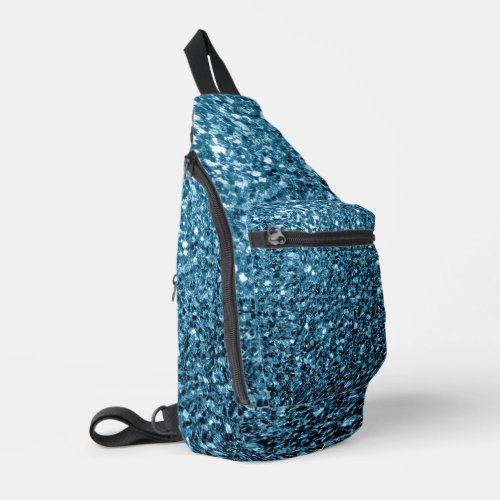 Baby light blue faux glitter sparkles sling bag