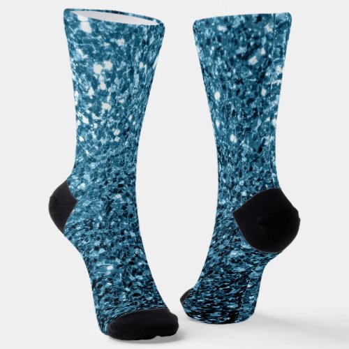 Baby light blue faux glitter sparkles socks
