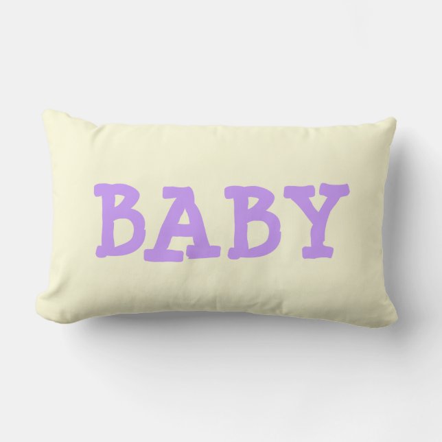 BABY Light Purple Lettering on Pale Yellow Pillow (Front)
