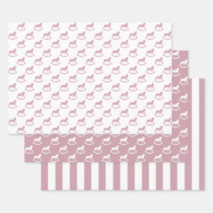 Baby Lilac Rocking Horse Wrapping Paper Sheets