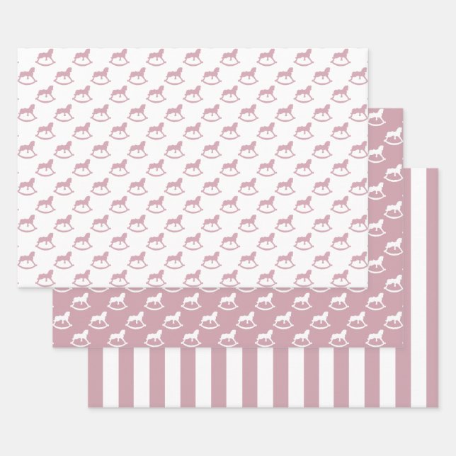 Baby Lilac Rocking Horse Wrapping Paper Sheets (Set)