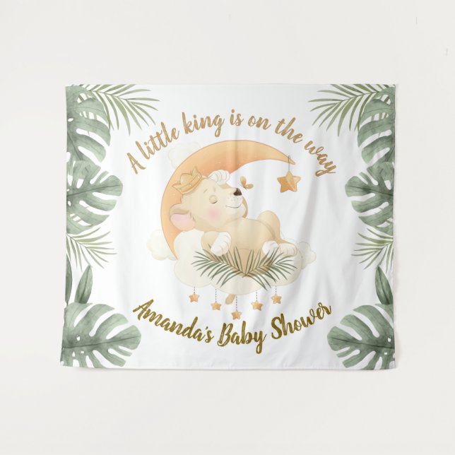 Baby Lion Baby Shower Tapestry Backdrop (Front (Horizontal))