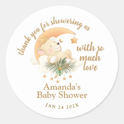 Baby Lion Baby Shower Thank You Classic Round Sticker