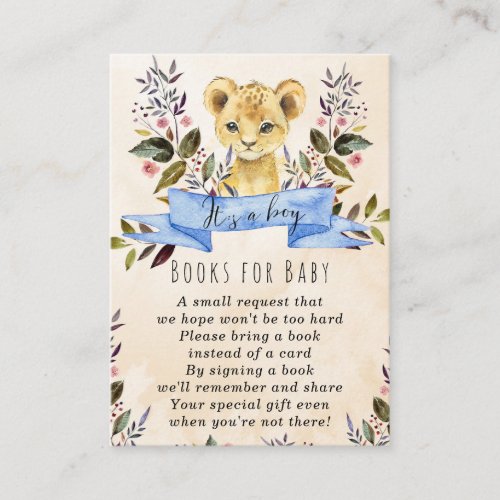 baby lion cub blue books for baby request card