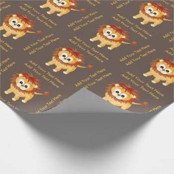 Baby Lion Cub Cute Children's Birthday Custom Wrapping Paper by DoodleDeDoo at Zazzle
