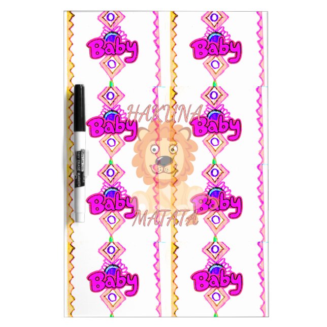 Baby Lion Cub Hakuna Matata graphic art text desig Dry-Erase Board (Front)