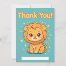 Baby Lion Cub Thank You Card