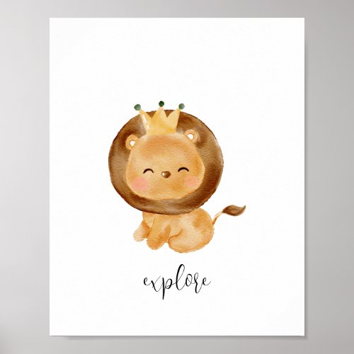Baby Lion Explore Nursery Poster