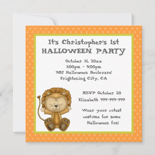 Baby Lion First Halloween Party Personalized Invitations