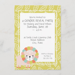 Baby Lion Gender Reveal Party Invitations