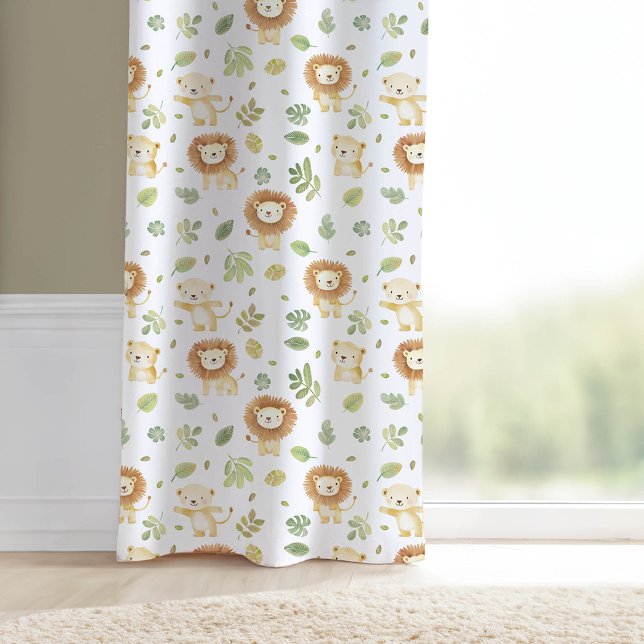 Baby Lion Jungle Animals Pattern Nursery Decor Blackout Curtains (Lion Pattern Cute Nursery Decor Curtains)