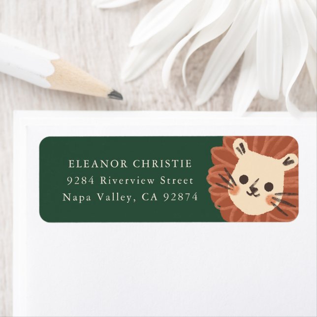 Baby Lion Jungle Wild Animal Return Address Label (Insitu)